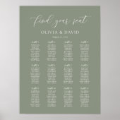 Sage Groene Kleur 12 tafel Bruiloft Zitkaarten Poster (Voorkant)