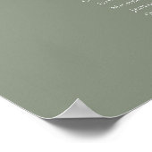 Sage Groene Kleur 5 Tafels Welkom Zitplaats Chart Poster (Hoek)