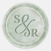 Sage Groene kleur wax seal sticker met initialen (Voorkant)