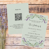Sage groene lavendel QR code RSVP luxe bruiloft Kaart