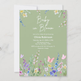 Sage Groene Lente Baby in Bloom Baby Shower Kaart