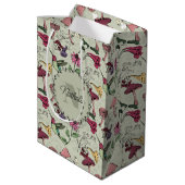 Sage Groene Lentetuin Hummingbird Bloemen Medium Cadeauzakje (Achterkant Gekanteld)