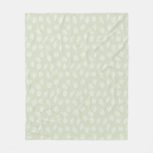 Sage Groene Leuke Bladeren Patroon Fleece Deken