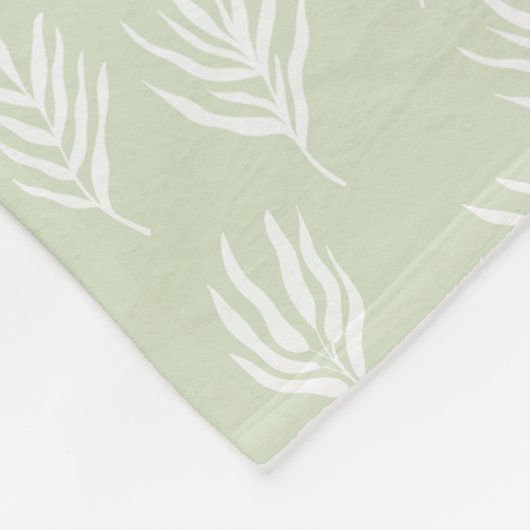 Sage Groene Leuke Bladeren Patroon Fleece Deken (Hoek)