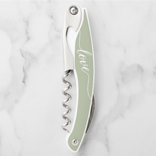 Sage Groene Liefde Dank u Trouwgunst Kurkentrekker (Voorkant)