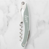 Sage Groene Liefde Dank u Trouwgunst Kurkentrekker (Voorkant)