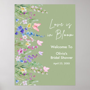 Sage Groene Liefde is in Bloei Bruiloft Feest Welk Poster