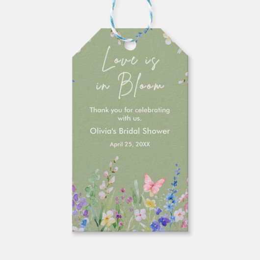 Sage Groene Liefde Staat in Bloei Bruidsbruiloft  Cadeaulabel (Voorkant)