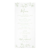 Sage groene lijn art bloesems bruiloft menukaart reclamekaart (Voorkant)