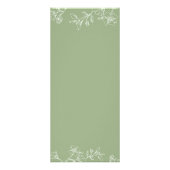 Sage groene lijn art bloesems bruiloft menukaart reclamekaart (Achterkant)