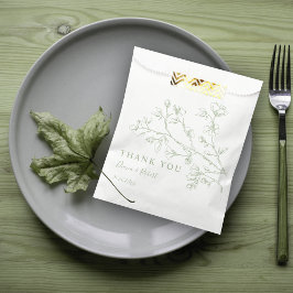 Sage groene lijn kunst bloemen Dank u bruiloft Bedankzakje