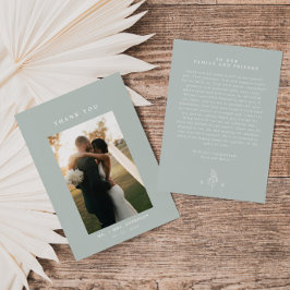 Sage Groene Lijn Kunstblad Monogram Bruiloft Bedankkaart