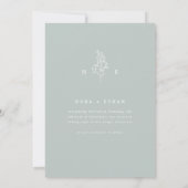 Sage Groene Lijn Kunstblad Monogram Bruiloft Save The Date (Achterkant)