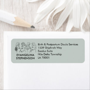 Sage Groene Lijnkunst DOULA Retouradres Etiket
