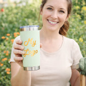 Sage groene logo bedrijf geïsoleerde drinkbeker