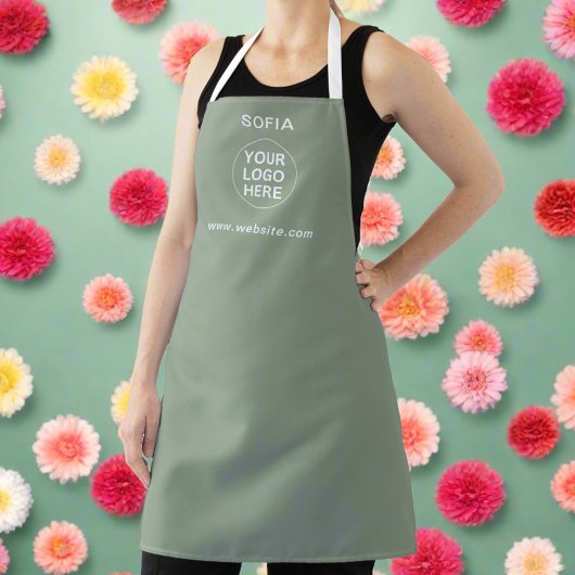 Sage Groene Logo Promotie Branded Uniform Schort