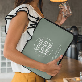 Sage Groene Logo & Tekst l Professioneel Bedrijf Laptop Sleeve
