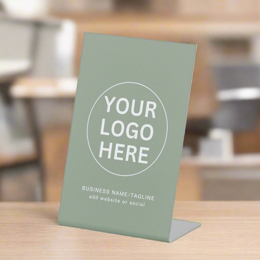 Sage Groene Logo & Tekst l Professioneel Bedrijf Reclamebord Met Voetstuk