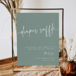 Sage Groene Luier Raffle Teken Jongen Modern Minim Poster