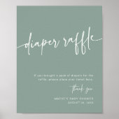 Sage Groene Luier Raffle Teken Jongen Modern Minim Poster (Voorkant)