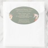 Sage Groene Maid Spray Bloem Schoonmaak Ovale Sticker (Tas)