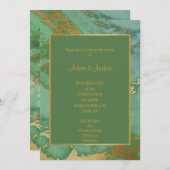 SAGE GROENE MARBLE WEDDING INVITATION KAART (Voorkant / Achterkant)