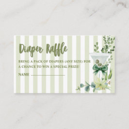 Sage groene martini Baby shower Luier Raffle Informatiekaartje