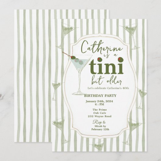 Sage Groene Martini tini wat ouder Kaart (Voorkant / Achterkant)