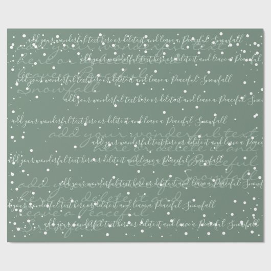 Sage Groene minimalistische aangepaste tekstsneeuw Cadeaupapier (Vlak)