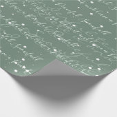 Sage Groene minimalistische aangepaste tekstsneeuw Cadeaupapier (Hoek)