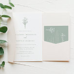 Sage Groene Minimalistische Botanicals Bruiloft Kaart<br><div class="desc">Nodig familie en vrienden uit met dit wijze groene thema bruiloft uitnodiging. Het beschikt over een minimalistische bloemenboeket lijn art. Personaliseer deze bloemenbruiloft uitnodiging door namen,  datum,  tijd,  locatie en andere evenementendetails toe te voegen. Deze salie groene bloemenbruiloft uitnodiging is perfect voor lente en winter bruiloften.</div>