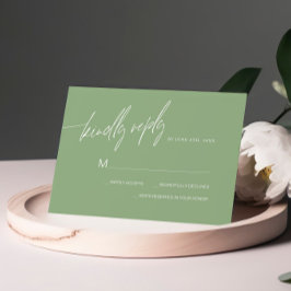 Sage Groene Minimalistische Bruiloft RSVP Kaart