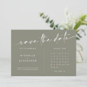 Sage Groene Minimalistische Bruiloft Save The Date (Staand voorkant)