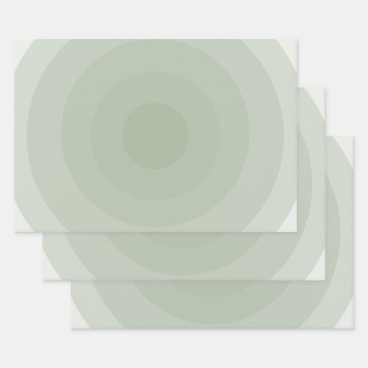 Sage groene minimalistische cirkelgradiënt inpakpapier vel (Set)