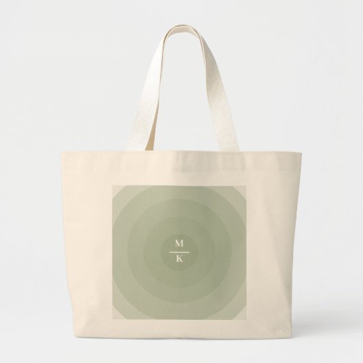 Sage Groene minimalistische cirkelgradiënt monogra Grote Tote Bag (Voorkant)