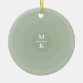 Sage Groene minimalistische cirkelgradiënt monogra Keramisch Ornament (Voorkant)