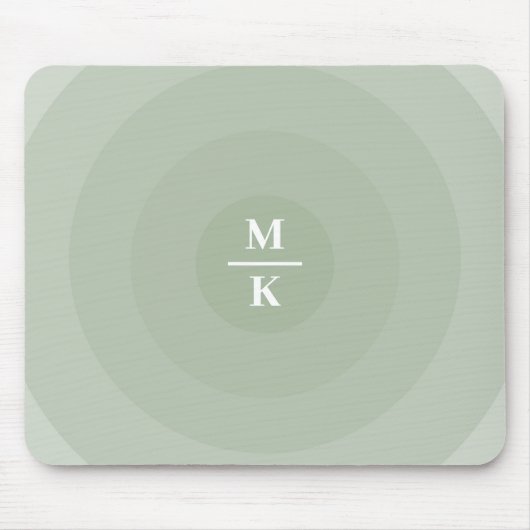 Sage Groene minimalistische cirkelgradiënt monogra Muismat (Voorkant)