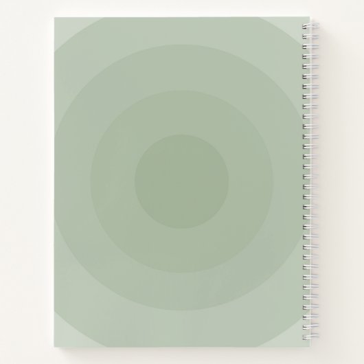 Sage Groene minimalistische cirkelgradiënt monogra Notitieboek (Achterkant)
