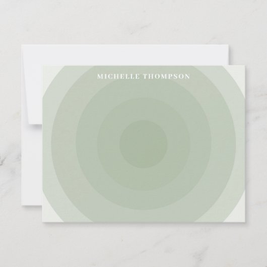 Sage Groene minimalistische cirkelgradiënt monogra Notitiekaartje (Voorkant)