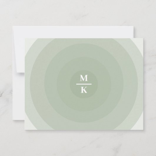 Sage Groene minimalistische cirkelgradiënt monogra Notitiekaartje (Achterkant)