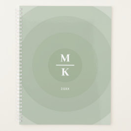 Sage Groene minimalistische cirkelgradiënt monogra Planner