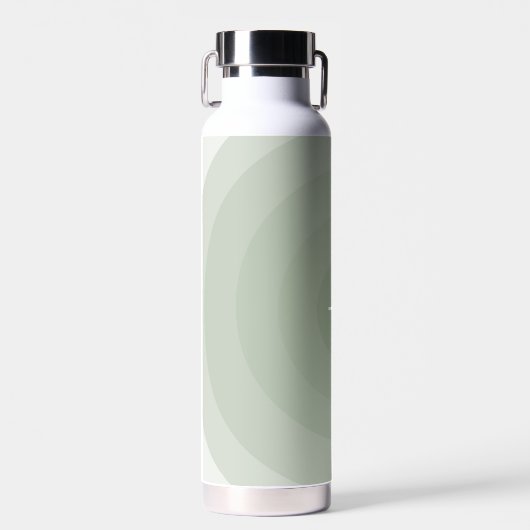 Sage Groene minimalistische cirkelgradiënt monogra Waterfles (Voorkant)