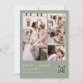 Sage Groene Minimalistische Foto QR code Witte Bru Kaart (Voorkant)