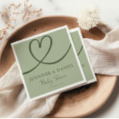 Sage Groene Minimalistische Hart Baby shower serve Servet