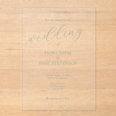 Sage groene minimalistische kalligrafie bruiloft acryl uitnodigingen (Voorkant)