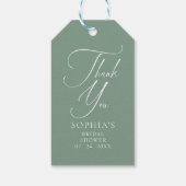 Sage Groene Minimalistische Kalligrafie Dank u Cadeaulabel (Achterkant)