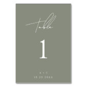 Sage Groene Minimalistische Moderne Trouwtafel Kaa Kaart (Achterkant)
