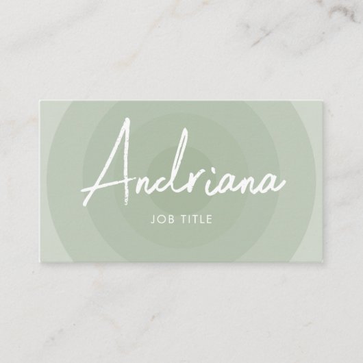 Sage Groene Minimalistische Verloop QR Code Verloo Visitekaartje (Voorkant)