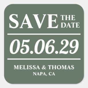 Sage Groene Moderne Bruiloft Save The Date Sticker