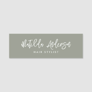Sage groene moderne minimale elegante script naamplaatje